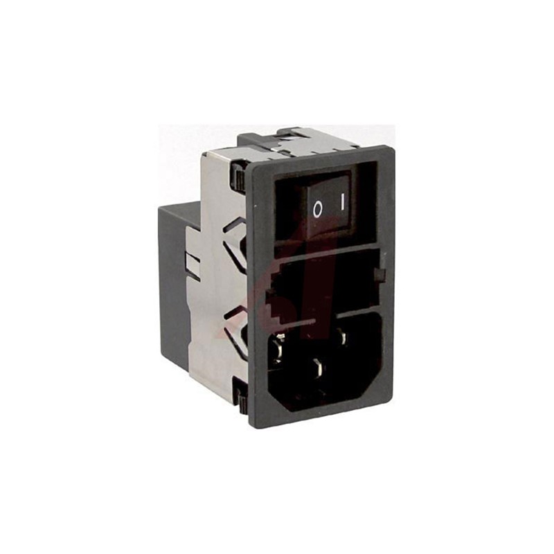 1 pcs - Schurter 10A, 125 V ac, 250 V ac Male Snap-In Filtered IEC Connector 2 Pole KMF1.1291.11, Quick Connect 1 Fuse
