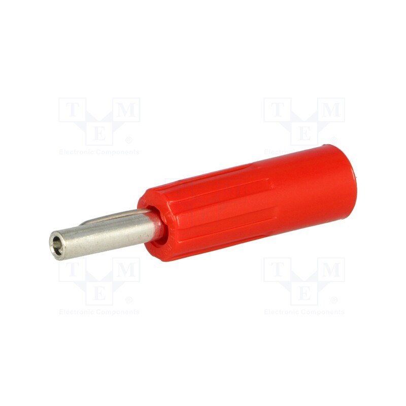 10 pcs : 583-0500 - Plug, 4mm banana, 16A, 50VDC, red, non-insulated, for cable, 5.5mm2