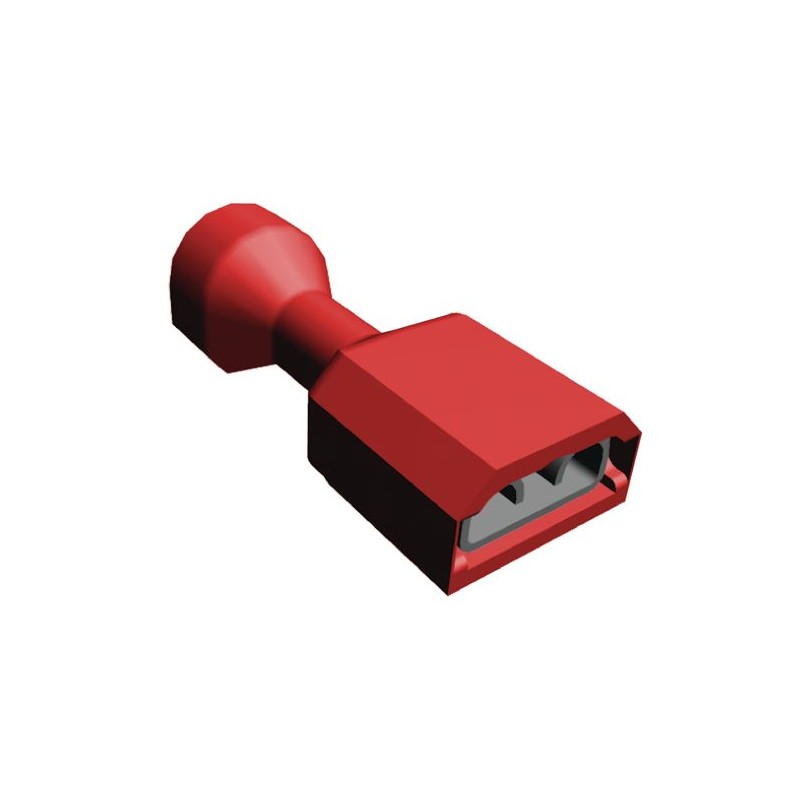 25 pcs - TE Connectivity Ultra-Fast .250 Red Insulated Female Spade Connector, Receptacle, 6.35 x 0.81mm Tab Size, 0.3mm² to