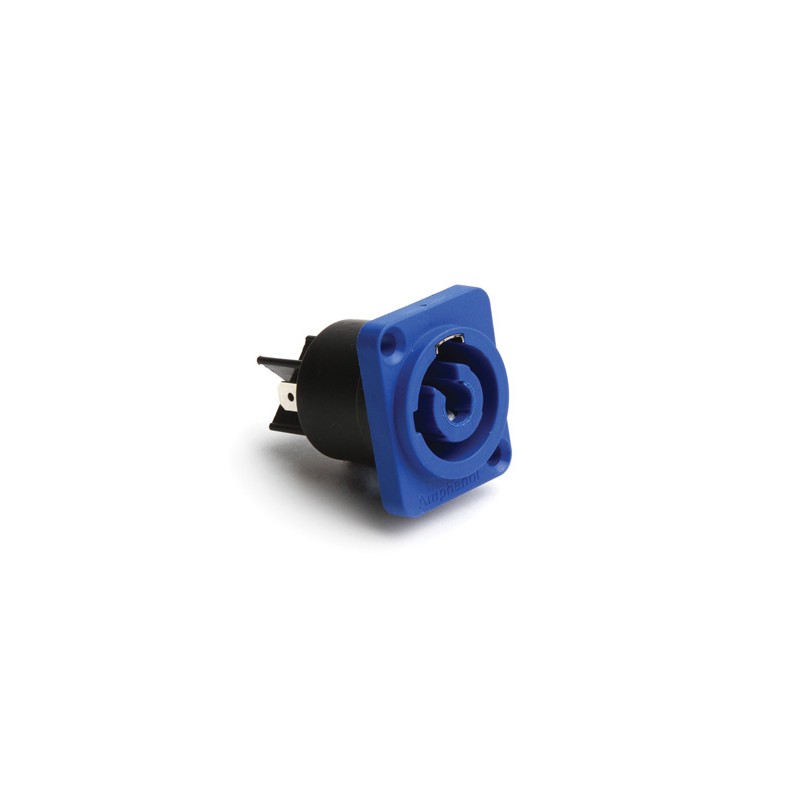 1 pcs - Amphenol Audio, HP IP54 Blue Panel Mount 3P Power Connector Plug, Rated At 25A, 250 V No