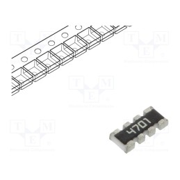 500 pcs : YC164-FR-074K7L - Resistor network: Y, SMD, 4.7kΩ, ±1%, 62.5mW, No.of resistors: 4