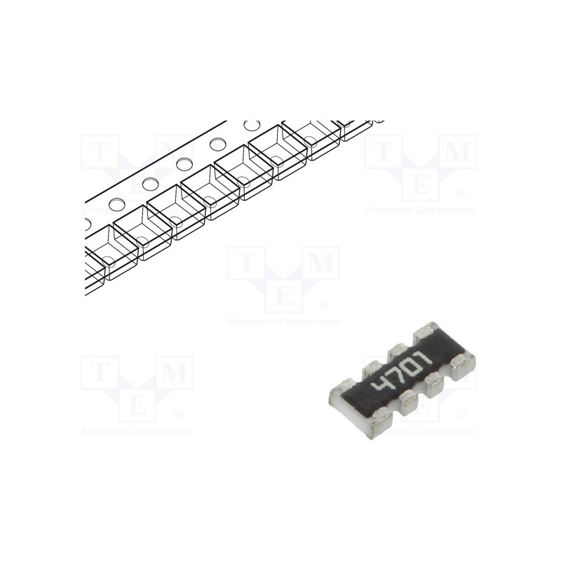 500 pcs : YC164-FR-074K7L - Resistor network: Y, SMD, 4.7kΩ, ±1%, 62.5mW, No.of resistors: 4