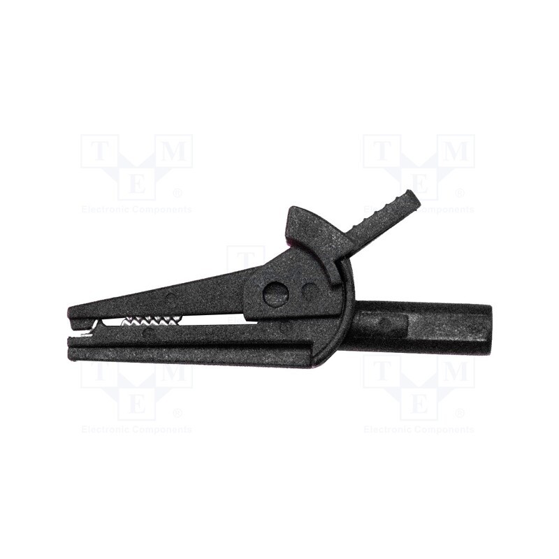10 pcs : BU-110-0 - Crocodile clip, 6A, Grip capac: max.15.7mm, black, Contacts: steel