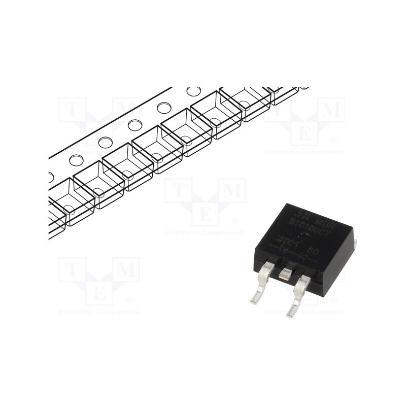 10 pcs : MBRB10100CT-13 - Diode: Schottky rectifying, SMD, 100V, 5Ax2, TO263AB,