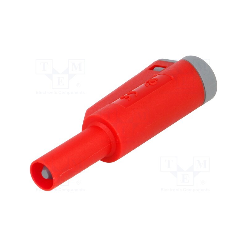 10 pcs : 1066-RT - Plug, 4mm banana, 36A, 1kVAC, red, insulated, 56mm, 2.5mm2
