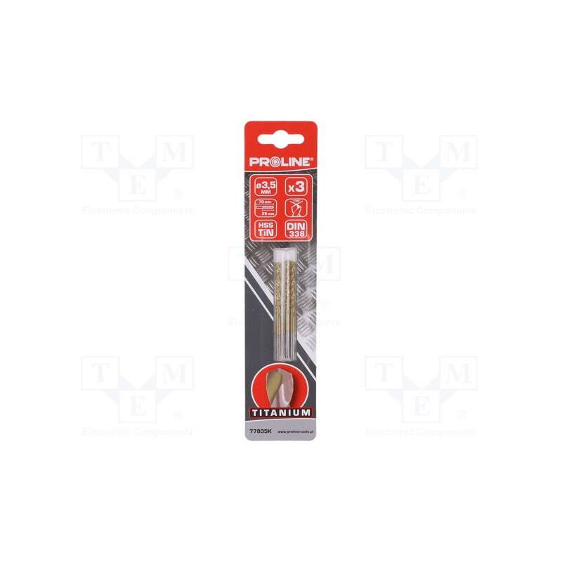 10 set : 77835K - Drill bit, for metal, Ø: 3.5mm, 3pcs, Features: grind blade