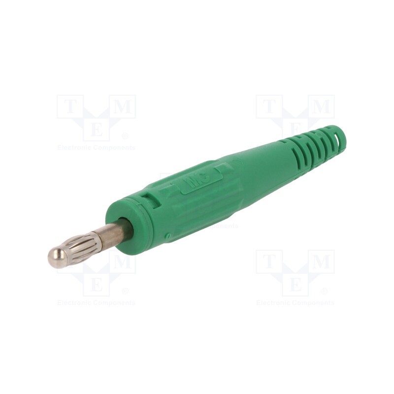 10 pcs : 64.9195-25 - Plug, 4mm banana, 32A, 60V, green, non-insulated, 2.5mm2, screw
