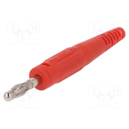 10 pcs : 64.9195-22 - Plug, 4mm banana, 32A, 60V, red, non-insulated, 2.5mm2, screw