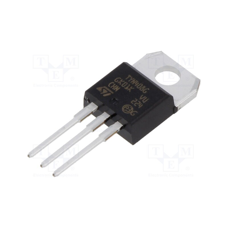 10 pcs : TYN408GRG - Thyristor, 400V, Ifmax: 8A, 5A, Igt: 25mA, TO220AB, THT,