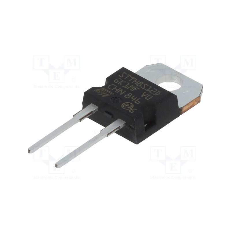 10 pcs : STTH8S12D - Diode: rectifying, THT, 1.2kV, 8A, , Ifsm: 70A, TO220AC, 32ns
