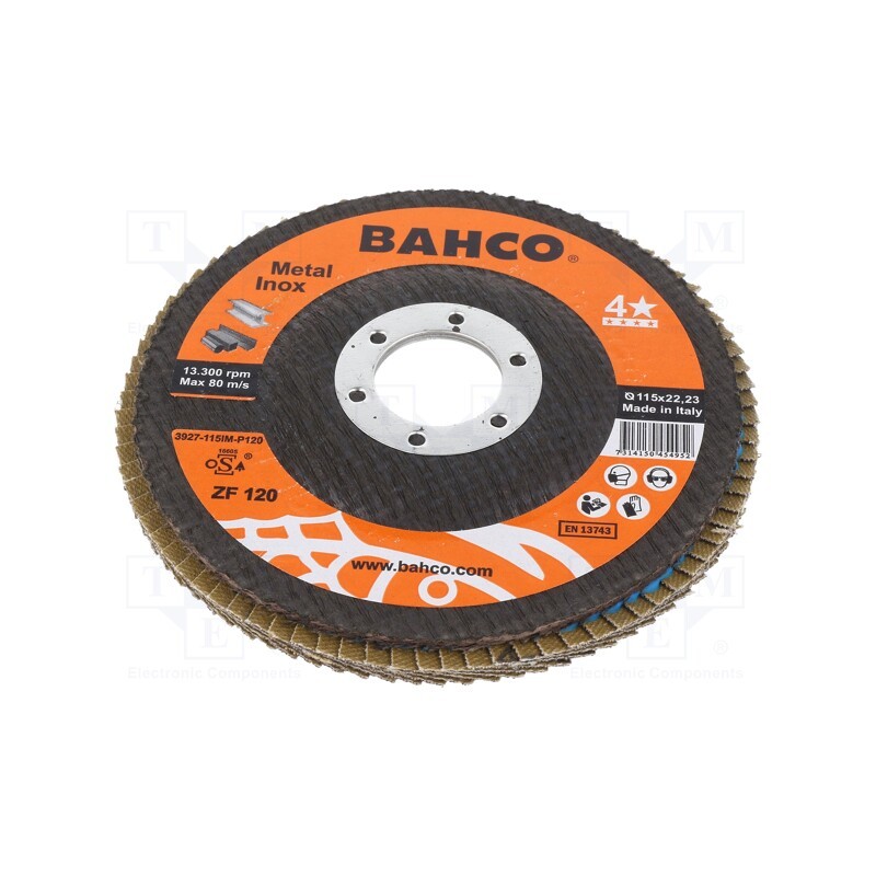 10 pcs : 3927-115IM-P120 - Flap grinding wheels, Ø: 115mm, Øhole: 22.23mm, Granularity: 120