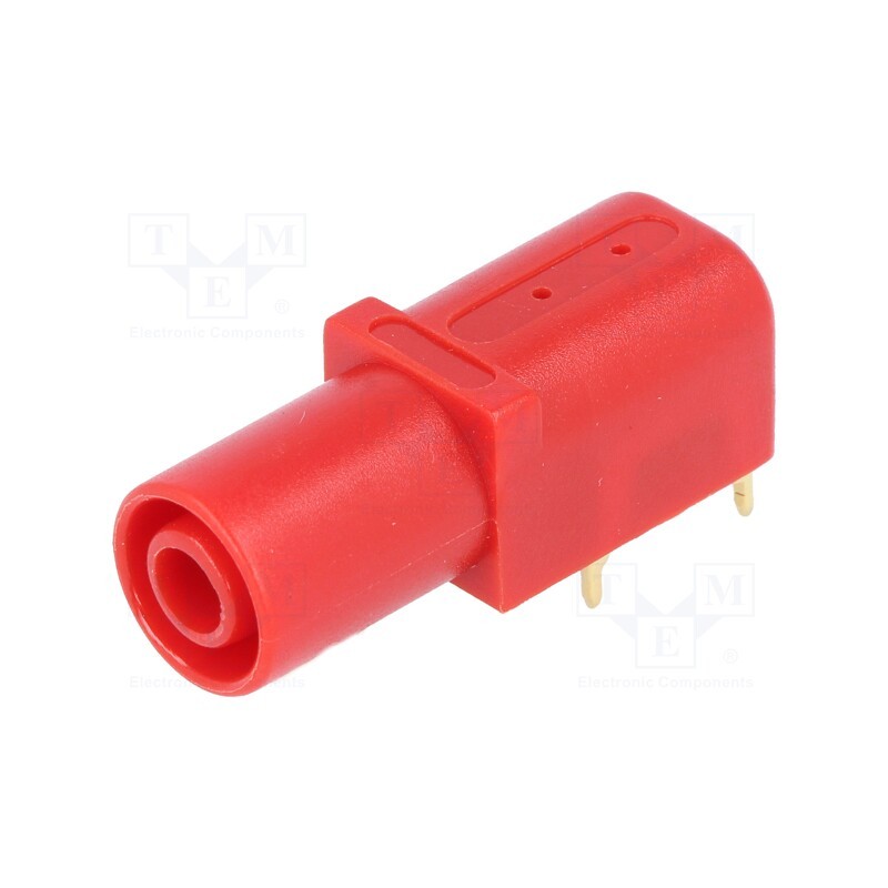 10 pcs : SWEB 6656 AU/RT - Socket, 4mm banana, 24A, 1kV, red, gold-plated, -25÷80°C, 10mΩ