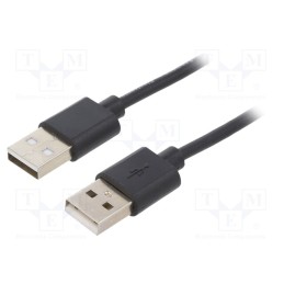 10 pcs : AK-300100-018-S - Cable, USB 2.0, USB A plug,both sides, nickel plated, 1.8m, black