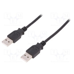 10 pcs : AK-300101-018-S - Cable, USB 2.0, USB A plug,both sides, nickel plated, 1.8m, black