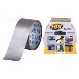 10 rol : CB5005 - Tape: duct, W: 48mm, L: 5m, Thk: 0.3mm, silver, natural rubber