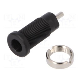 10 pcs : SEB 3400 NI / SW - Socket, 2mm banana, 10A, 600V, 25mm, black, on panel,screw, 5mΩ