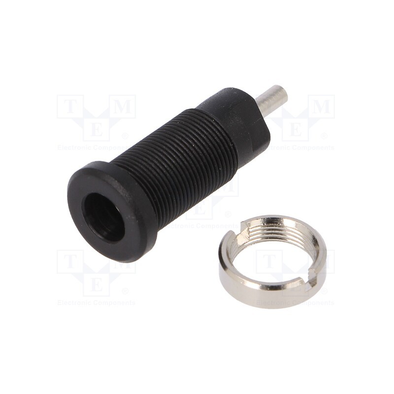 10 pcs : SEB 3400 NI / SW - Socket, 2mm banana, 10A, 600V, 25mm, black, on panel,screw, 5mΩ