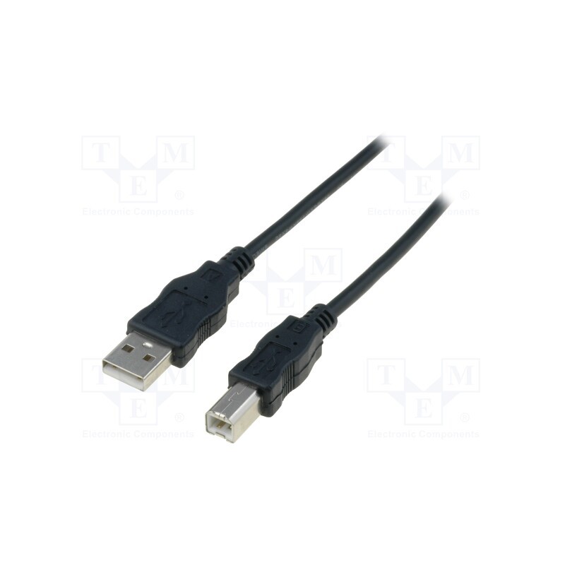 10 pcs : AK-300105-018-S - Cable, USB 2.0, USB A plug,USB B plug, nickel plated, 1.8m, black