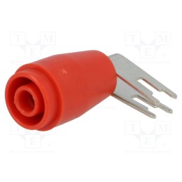 10 pcs : PJ3263-PCB-R - Socket, 4mm banana, 25A, 1kVDC, 27.2mm, red, PCB, -25÷80°C, 5mΩ