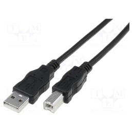 10 pcs : AK-300105-030-S - Cable, USB 2.0, USB A plug,USB B plug, nickel plated, 3m, black