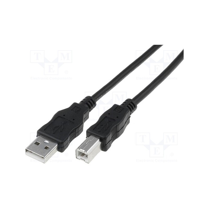10 pcs : AK-300105-030-S - Cable, USB 2.0, USB A plug,USB B plug, nickel plated, 3m, black