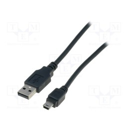 10 pcs : AK-300108-010-S - Cable, USB 2.0, USB A plug,USB B mini plug, nickel plated, 1m