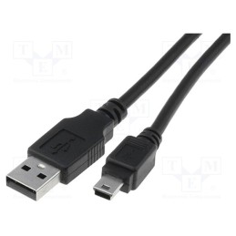 10 pcs : AK-300108-018-S - Cable, USB 2.0, USB A plug,USB B mini plug, nickel plated, 1.8m