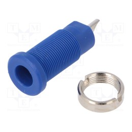 10 pcs : SEB 3400 NI / BL - Socket, 2mm banana, 10A, 600V, 25mm, blue, on panel,screw, -25÷80°C