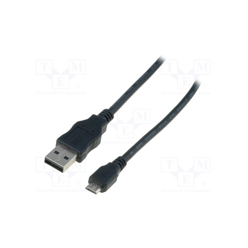 10 pcs : AK-300110-018-S - Cable, USB 2.0, USB A plug,USB B micro plug, nickel plated, 1.8m