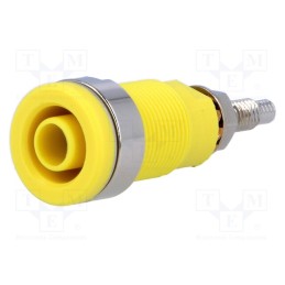 10 pcs : SEB 6446 NI / GE - Socket, 4mm banana, 32A, 1kV, yellow, nickel plated, on panel, 40mm