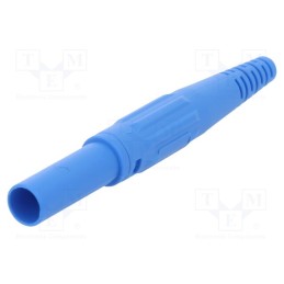 10 pcs : 66.9196-23 - Plug, 4mm banana, 32A, 600V, blue, insulated, nickel plated