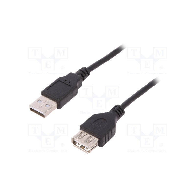 10 pcs : AK-300200-030-S - Cable, USB 2.0, USB A socket,USB A plug, nickel plated, 3m, black