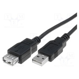 10 pcs : AK-300202-030-S - Cable, USB 2.0, USB A socket,USB A plug, nickel plated, 3m, black