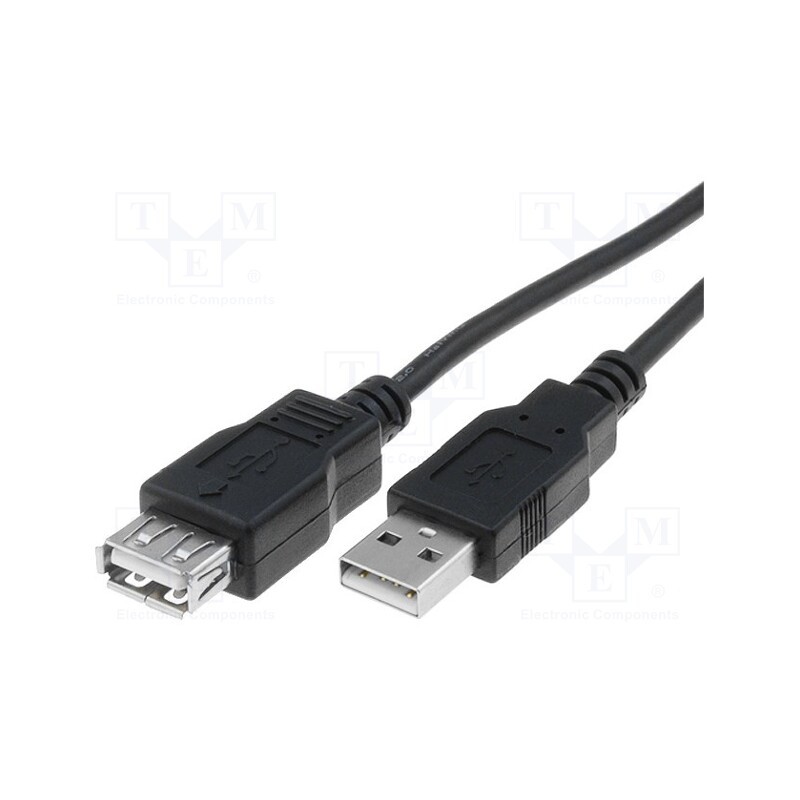10 pcs : AK-300202-030-S - Cable, USB 2.0, USB A socket,USB A plug, nickel plated, 3m, black