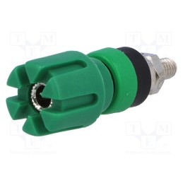 10 pcs : - Socket, 4mm banana, 30A, 60VDC, 48mm, green, nickel plated, 30mΩ