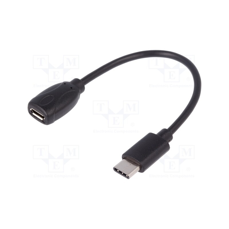 10 pcs : AK-300316-001-S - Cable, USB 2.0, USB B micro socket,USB C plug, nickel plated