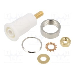 10 pcs : 66.3020-29 - Socket, 4mm banana, 32A, grey, gold-plated, Overall len: 38.5mm