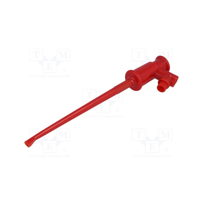 10 pcs : - Clip-on probe, hook type, 3A, 60VDC, red, Grip capac: max.1.3mm