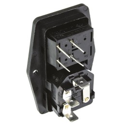 1 pcs - Bulgin C14 Panel Mount IEC Connector Male, 10A, 250 V, Fuse Size 5 x 20mm