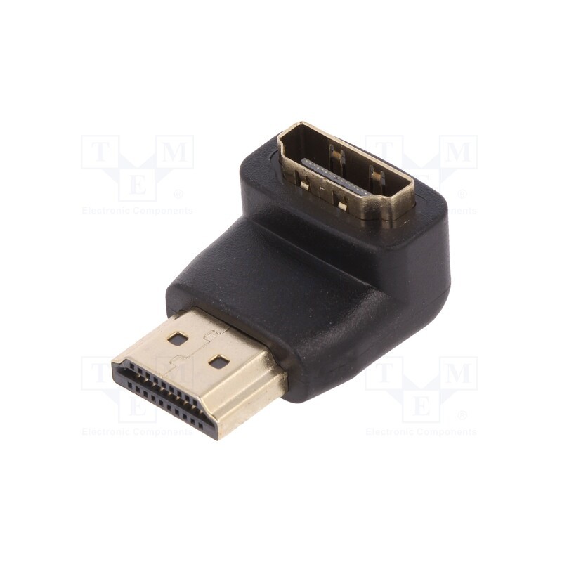 10 pcs : AK-330502-000-S - Adapter, HDMI socket 90°,HDMI plug, black