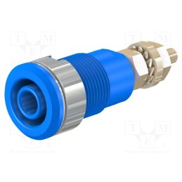 10 pcs : 23.3020-23 - Socket, 4mm banana, 32A, 1kV, Cutout: Ø12.2mm, blue, gold-plated