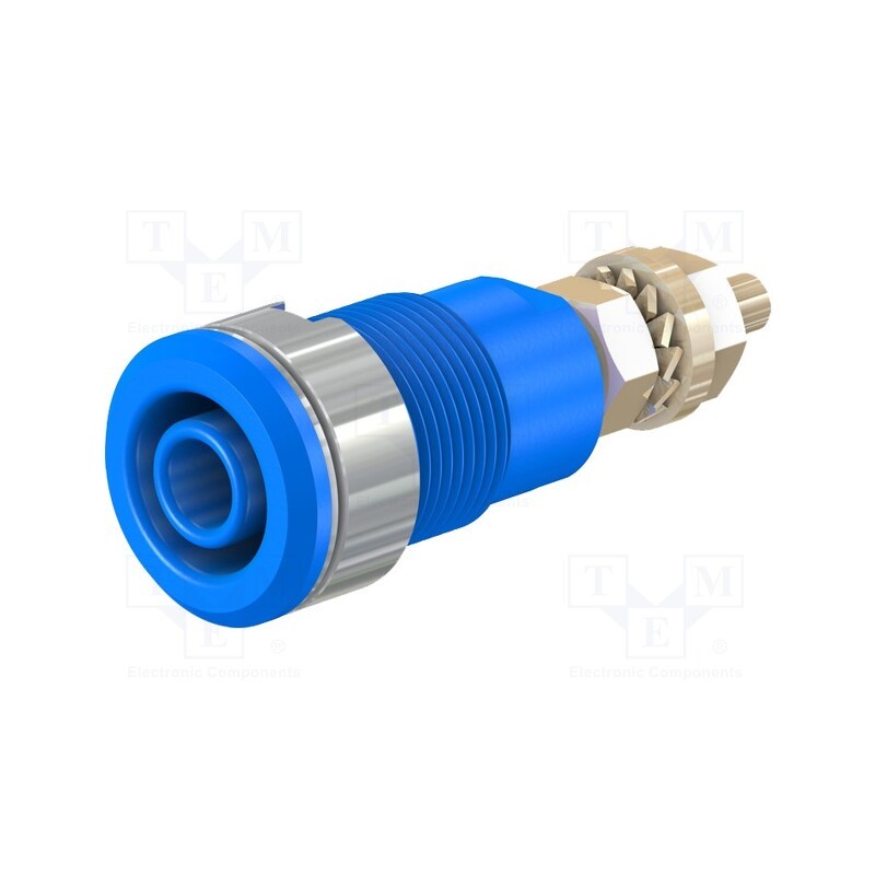 10 pcs : 23.3020-23 - Socket, 4mm banana, 32A, 1kV, Cutout: Ø12.2mm, blue, gold-plated