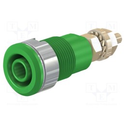 10 pcs : 23.3020-25 - Socket, 4mm banana, 32A, 1kV, Cutout: Ø12.2mm, green, gold-plated