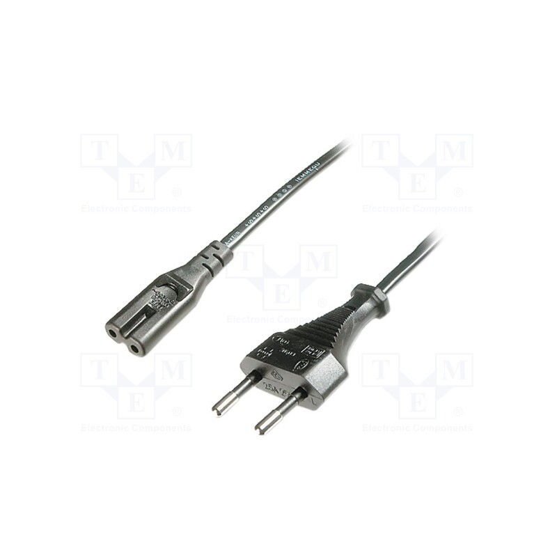 10 pcs : AK-440114-012-S - Cable, CEE 7/16 (C) plug,IEC C7 female, 1.2m, black, 2.5A, 250V