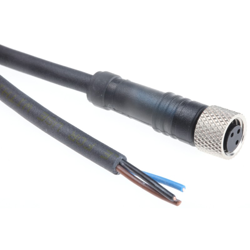 1 pcs - Telemecanique Sensors Straight Female 3 way M8 to Unterminated Sensor Actuator Cable, 2m