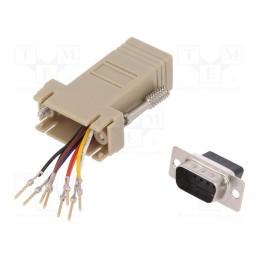 10 pcs : AK-610517-000-I - Adapter, D-Sub 9pin plug,RJ45 socket