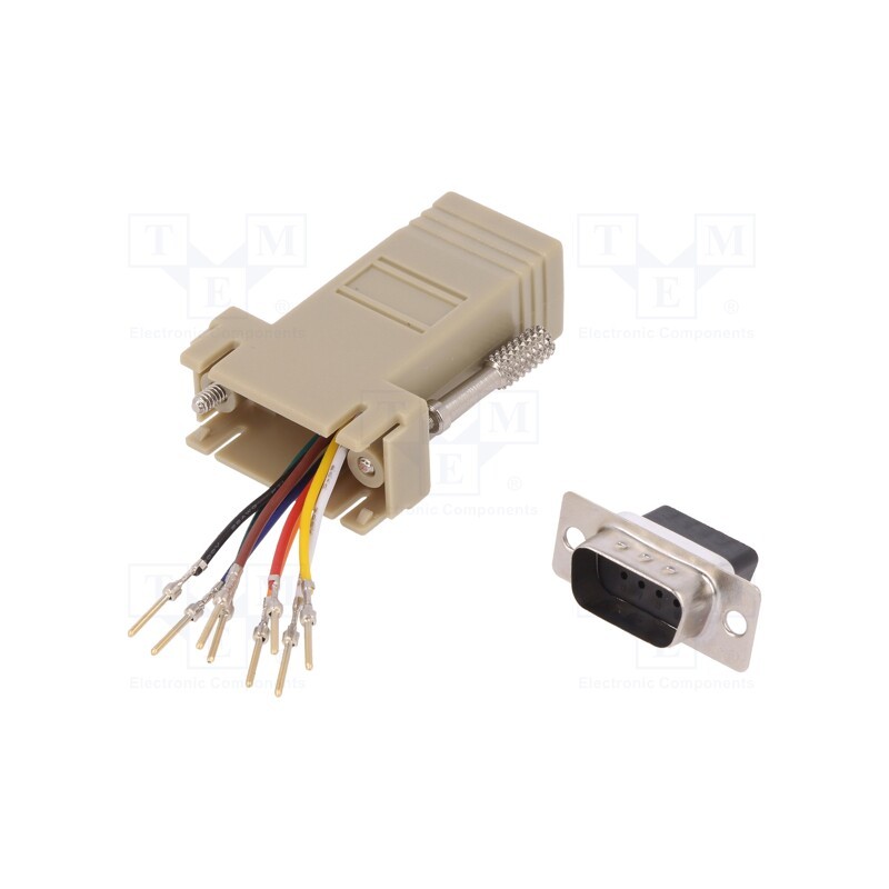 10 pcs : AK-610517-000-I - Adapter, D-Sub 9pin plug,RJ45 socket