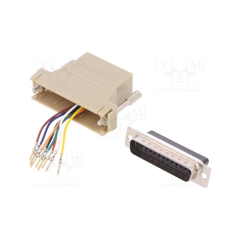 10 pcs : AK-610518-000-I - Adapter, D-Sub 25pin plug,RJ45 socket