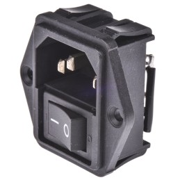 1 pcs - TE Connectivity 15A, 250 V ac Male Flange Mount IEC Filter 2 Pole 1-1609112-4, Spade None Fuse