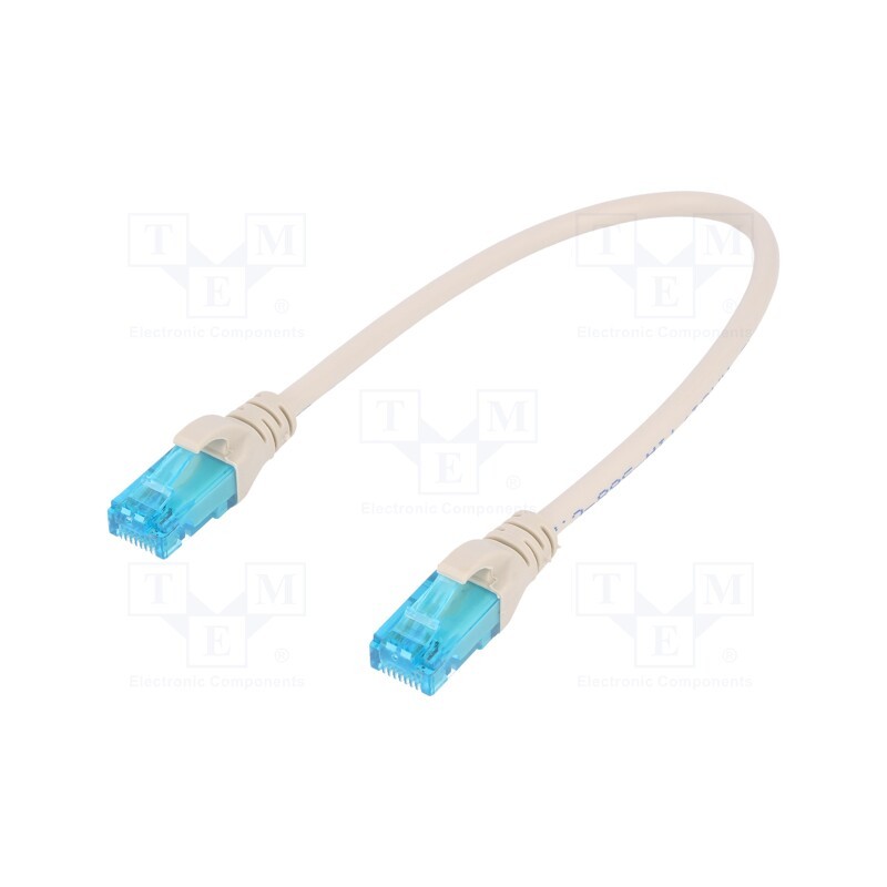 10 pcs : DK-1511-0025 - Patch cord, U/UTP, 5e, stranded, Cu, PVC, grey, 0.25m